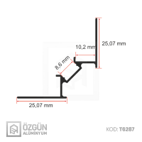 10cm Fayans İç Köşe Led Profili