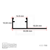 10x15 Ters Tek Kanatlı Trimless Led Profili