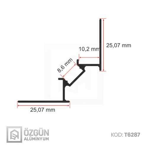 10cm Fayans İç Köşe Led Profili
