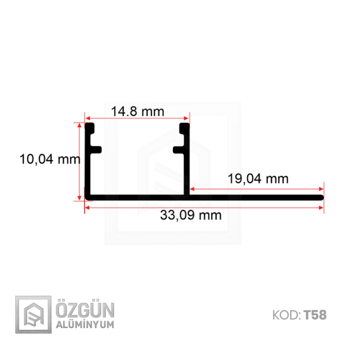 10x15 Ters Tek Kanatlı Trimless Led Profili
